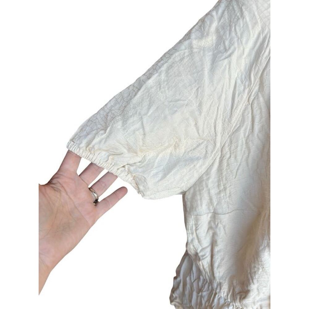 11 Honore Women's Peplum Blouse Puff Sleeve Ivory Jaquard Size 20 NEW With Tags - Picture 5 of 10